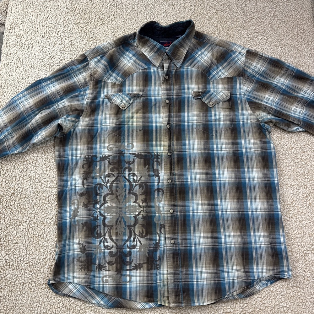 Roper Men's Pearl Snap Western Cowboy 2XL Rodeo Short Sleeve Multicolor Plaid